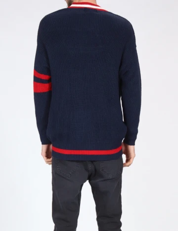 Cardigan Bershka, bleumarin/rosu Albastru