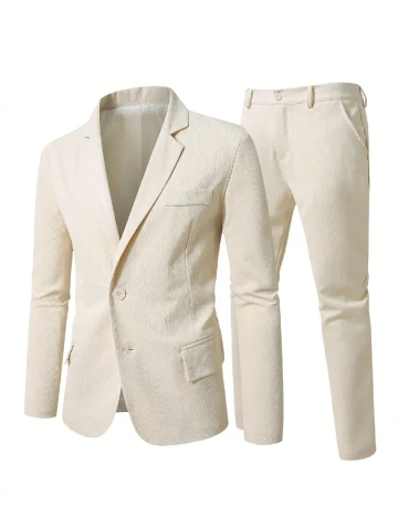 Costum SHEIN Plus Size Men, crem Crem