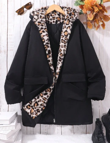 Geaca Shein Kids, negru Negru