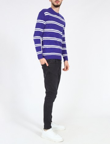 Pulover Bershka, alb/albastru