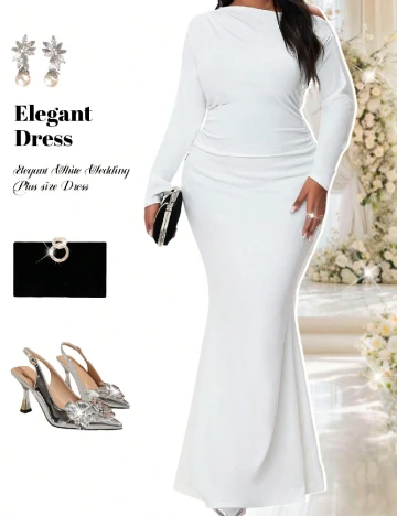 Rochie lunga SHEIN CURVE, alb Alb