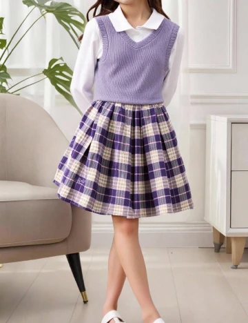 Compleu Shein Kids, mov/alb Mov