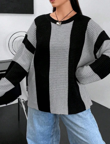 Bluza SHEIN CURVE, negru/gri Negru