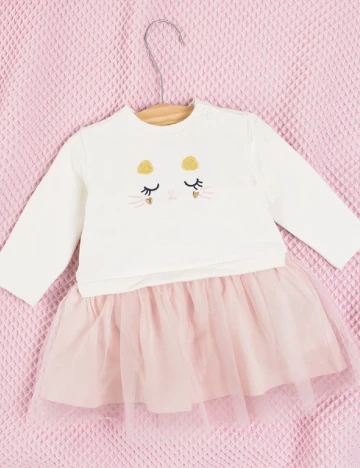 Rochie Cool Club, alb/roz Alb