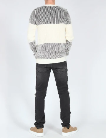 Pulover Bershka, ecru/negru Alb