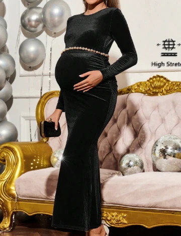 Rochie lunga SHEIN Maternity, negru Negru