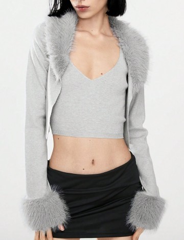 
						Set Cardigan si Top SHEIN, gri