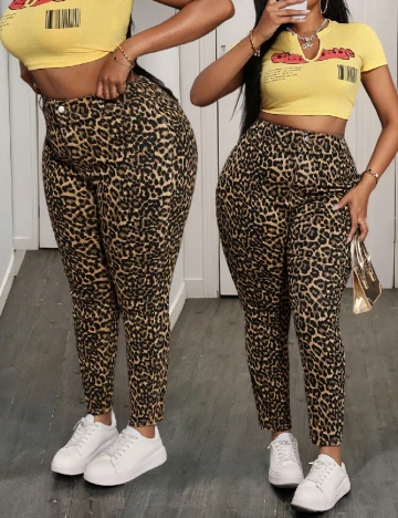 Pantaloni SHEIN CURVE, animal print Animal print