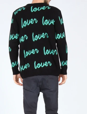 Pulover Pull&Bear, negru/verde Negru