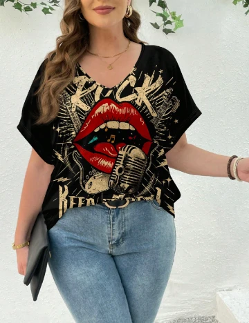 Tricou SHEIN CURVE, negru Negru