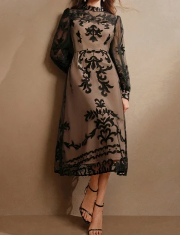 Rochie medie Anewsta, negru/crem Crem