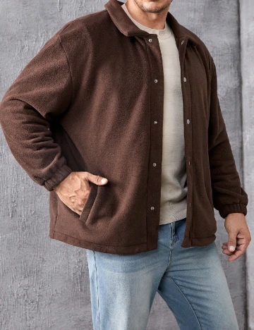 Jacheta SHEIN Plus Size Men, maro Maro