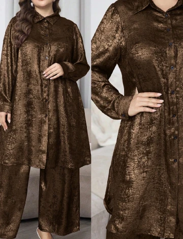 Compleu SHEIN CURVE, maro Maro