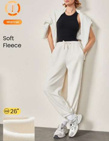 Pantaloni GLOWMODE, ecru Alb