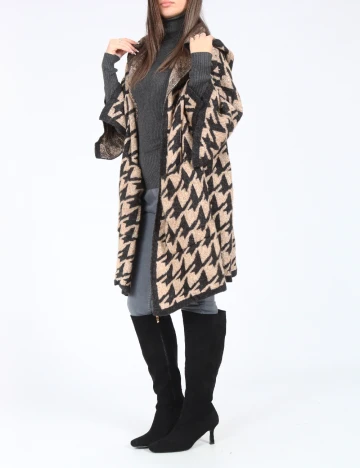 Cardigan Zara, negru/crem Crem