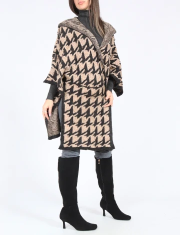 Cardigan Zara, negru/crem Crem