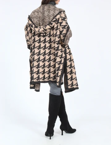 Cardigan Zara, negru/crem Crem