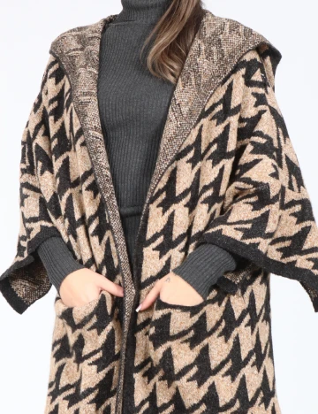 Cardigan Zara, negru/crem Crem