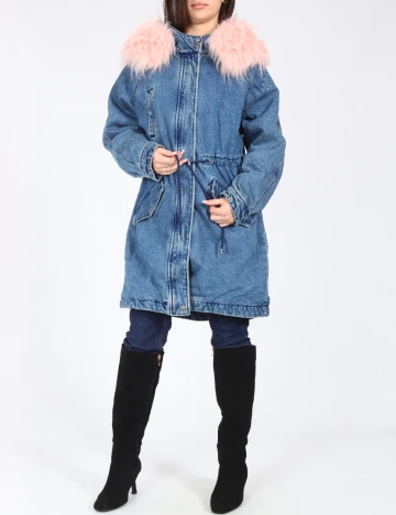 Geaca Bershka, albastru Albastru