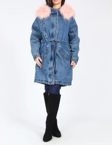 Geaca Bershka, albastru Albastru