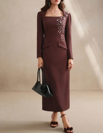 Rochie medie Anewsta, maro Maro