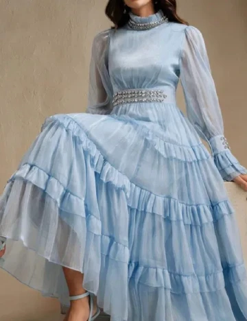 Rochie lunga Anewsta, albastru Albastru