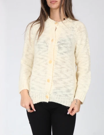 Cardigan Zara, ecru Alb