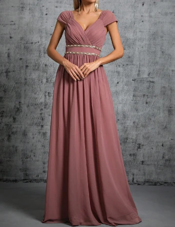 Rochie lunga Mgiacy, roz pudra inchis Roz