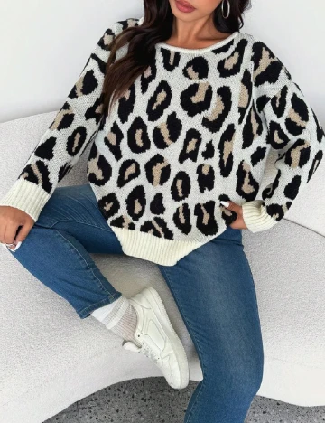 Pulover SHEIN CURVE, animal print Animal print