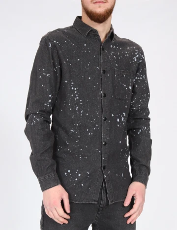 Camasa Pull&Bear, gri inchis Gri