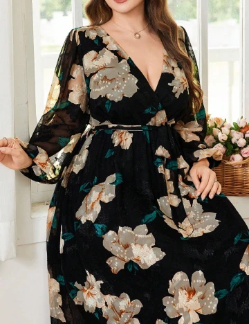 Rochie lunga SHEIN CURVE, floral print Floral print