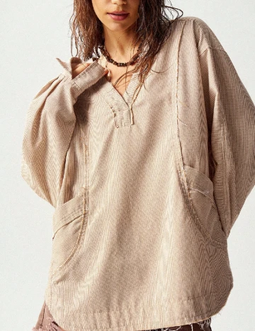 Bluza SHEIN, maro/alb Maro