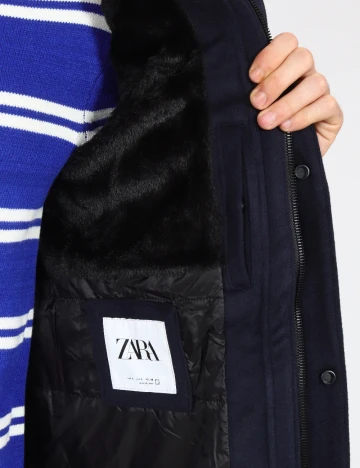 Palton Zara, bleumarin Albastru