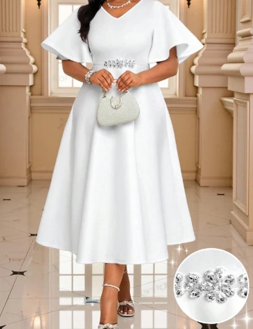 Rochie medie SHEIN CURVE, alb Alb