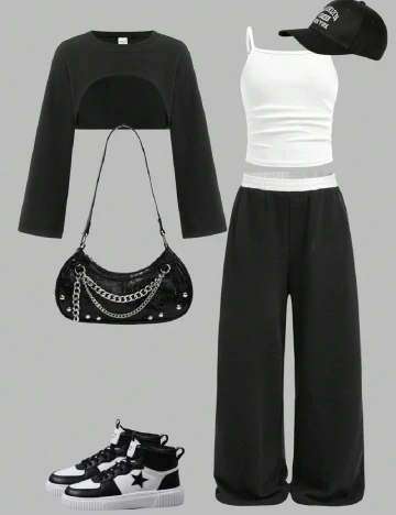 Compleu Shein Kids, negru Negru