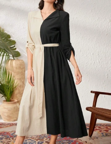 Rochie medie SHEIN, crem/negru Crem