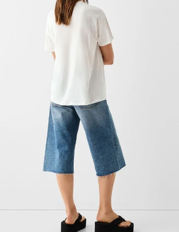 Tricou Bershka, alb Alb