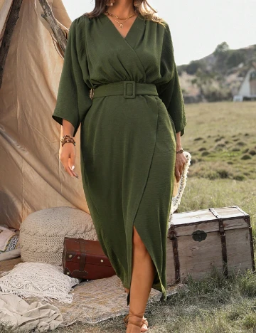 Rochie lunga SHEIN CURVE, verde Verde