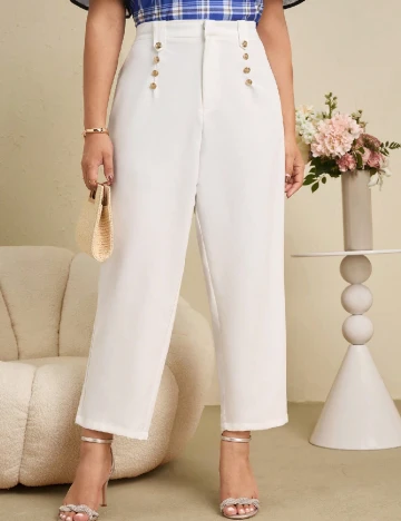 Pantaloni Emery Rose Curve, alb Alb