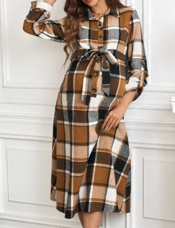 Rochie medie SHEIN Maternity, maro Maro