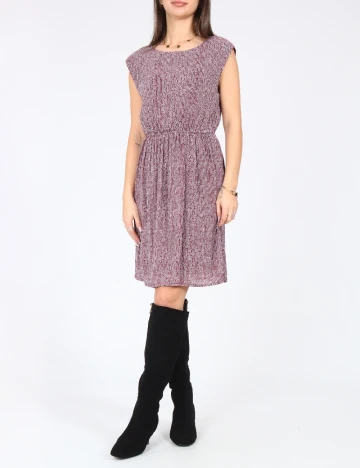 Rochie scurta Zara, visiniu/alb Rosu