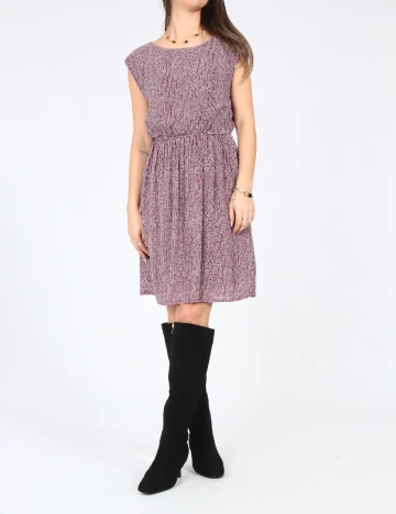 Rochie scurta Zara, visiniu/alb Rosu