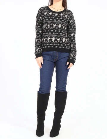 Pulover Zara, negru/alb Negru