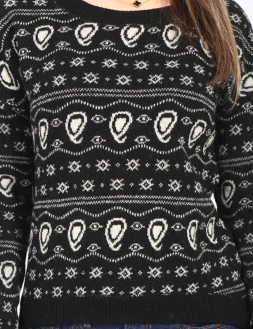 Pulover Zara, negru/alb Negru