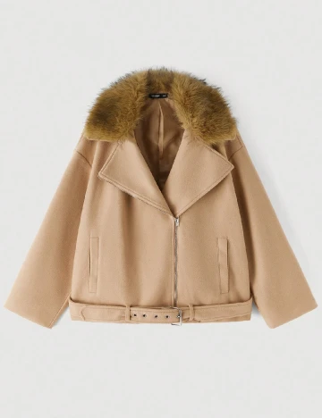 Jacheta SHEIN CURVE, maro deschis Maro