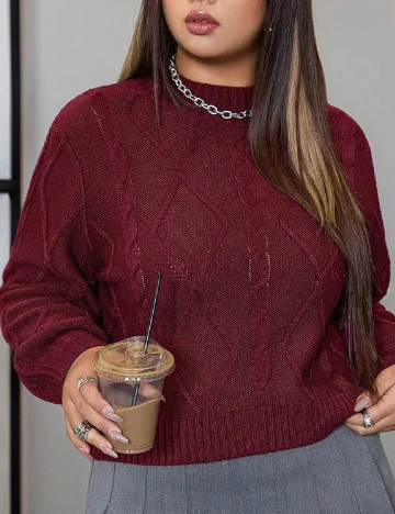 Pulover SHEIN CURVE, visiniu Rosu