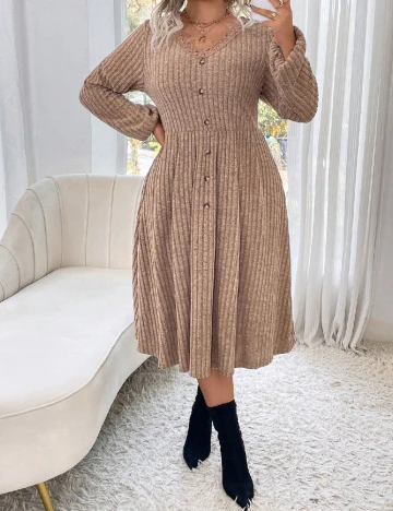 Rochie medie SHEIN CURVE, maro Maro