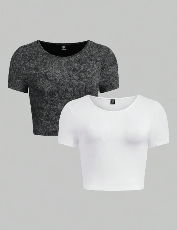 Set topuri 2 bucati SHEIN CURVE, alb/gri Gri