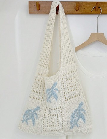 
						Sacosa SHEIN, ecru/bleu