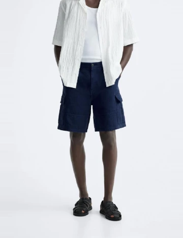 Pantaloni scurti Zara, bleumarin Albastru